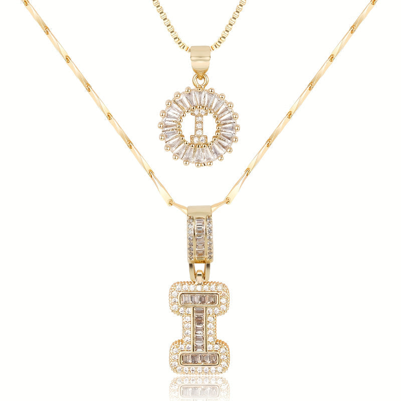 2pc 14k Diamond Letter Initial Necklaces
