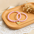 Amourlie Heart Bracelet Set — Rose Quartz, Set of 2