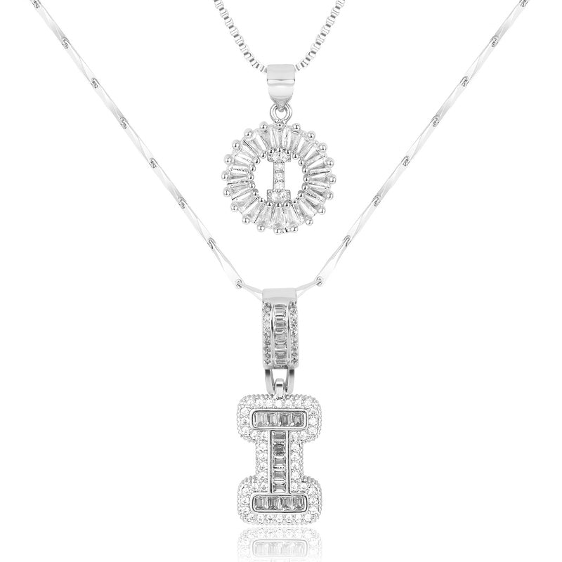 2pc 14k Diamond Letter Initial Necklaces
